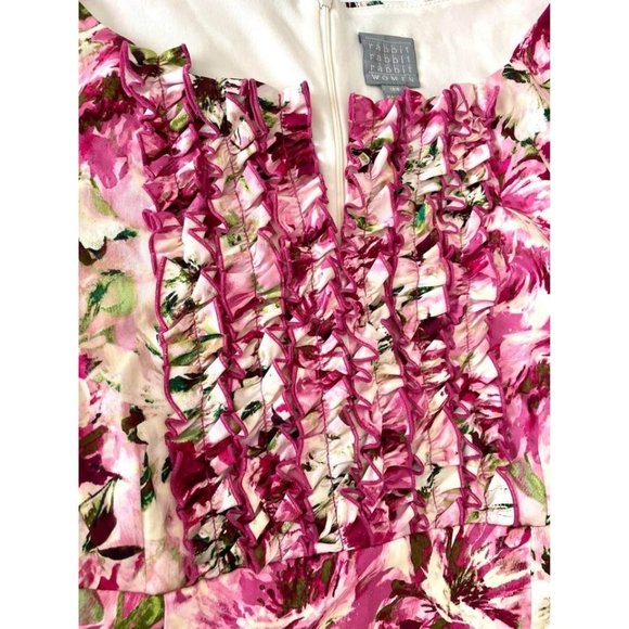 Rabbit Rabbit Rabbit Floral Party Dress Ruffle neck Plus 18W / 2X - Picture 3 of 8